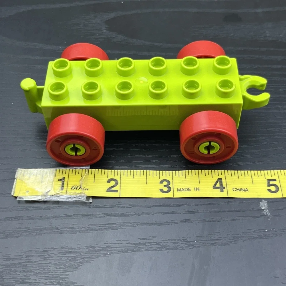 LEGO DUPLO Light Green Vehicle Base Red Wheels Replacement Car Chassis Block